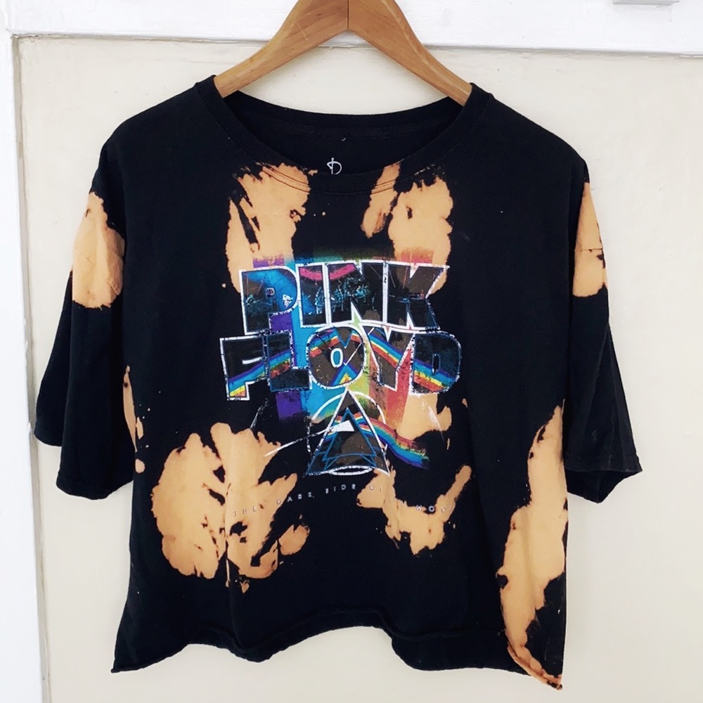 Pink Floyd Bleach Dyed Cropped T-Shirt